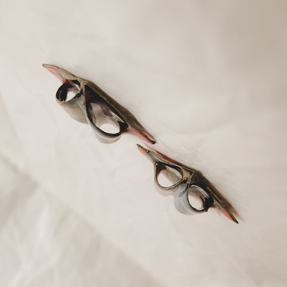 Vintage Orange Blue Gold Funky Abstract Mod Diamond Plastic Statement Earrings - Picture 6 of 10